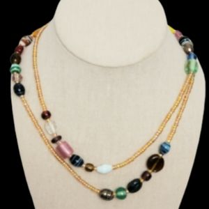 Multi Chunky Long Assorted Beads with Small Seed Beads Necklace